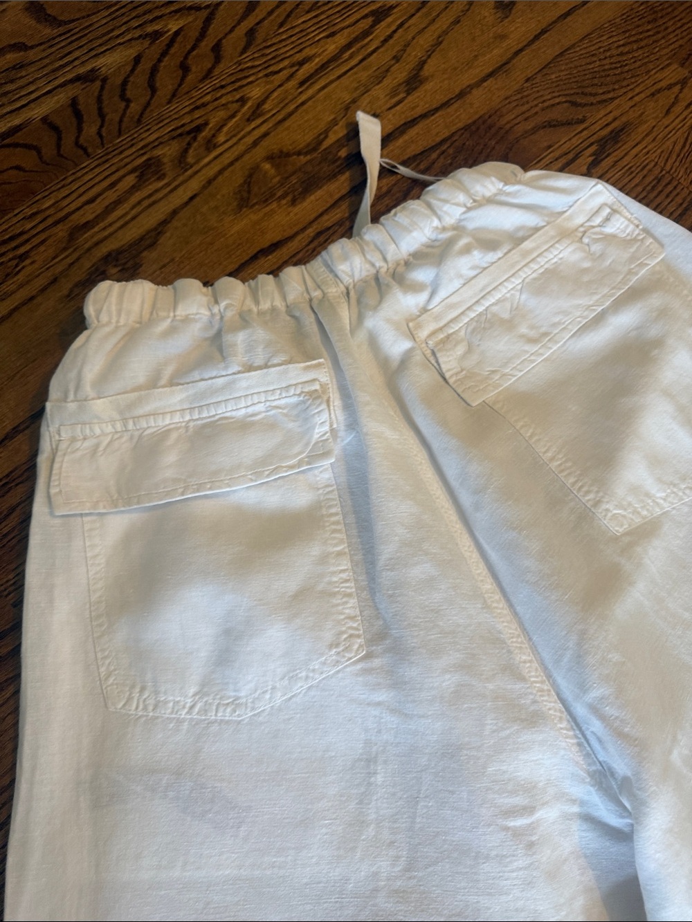 Zara White Drawstring Cargo-Style Joggers Linen and Cotton - Picture 10 of 12